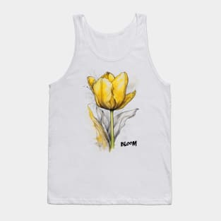 Yellow Tulip Bloom Watercolor Tank Top